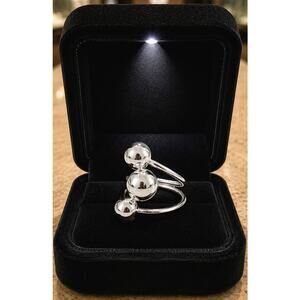 Silvery Exaggerated Three Ball Open Ring Silver One Size